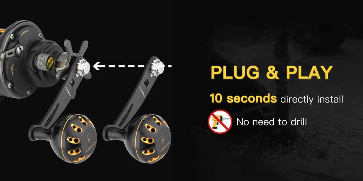 Gomexus Stainless Steel Handle for Conventional Reel Penn Squall & Fathom 2 Gomexus handle for Penn Fathom & Squall Reel