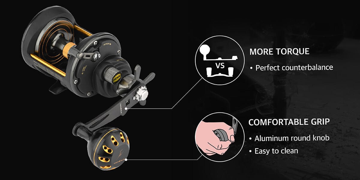 Gomexus handle for Penn Fathom & Squall Reel