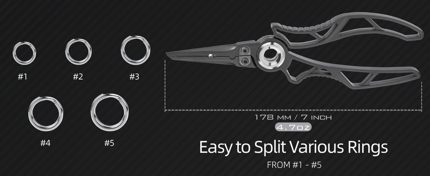 GOMEXUS EXOSKELETON 7” Stainless Steel Fishing Pliers 2 Tool for splitting various ring sizes.