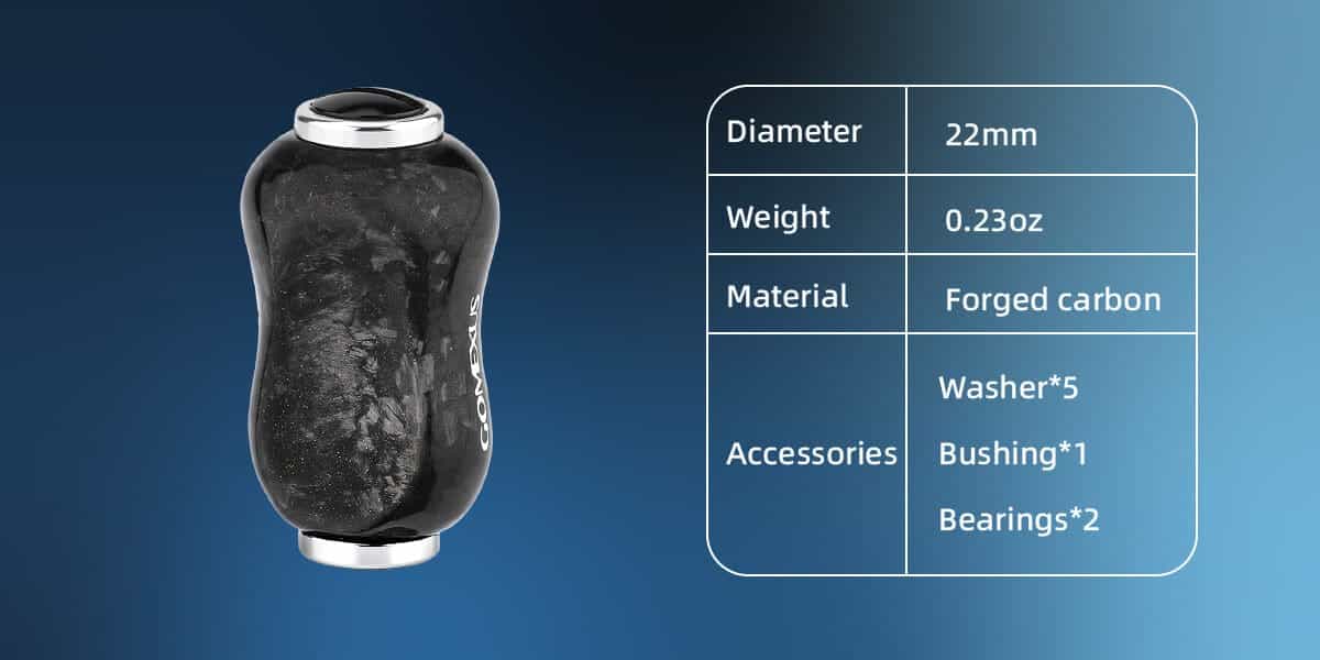 Gomexus Carbon Reel Power Knob 22mm F22 1 Lightweight forged carbon accessory design.