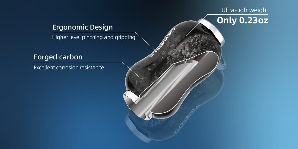 Gomexus Carbon Reel Power Knob 22mm F22 2 Ergonomic, ultra-lightweight forged carbon grip.