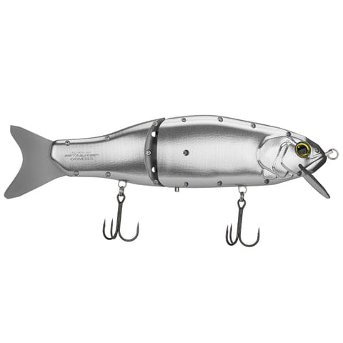 Metallic fishing lure with hooks