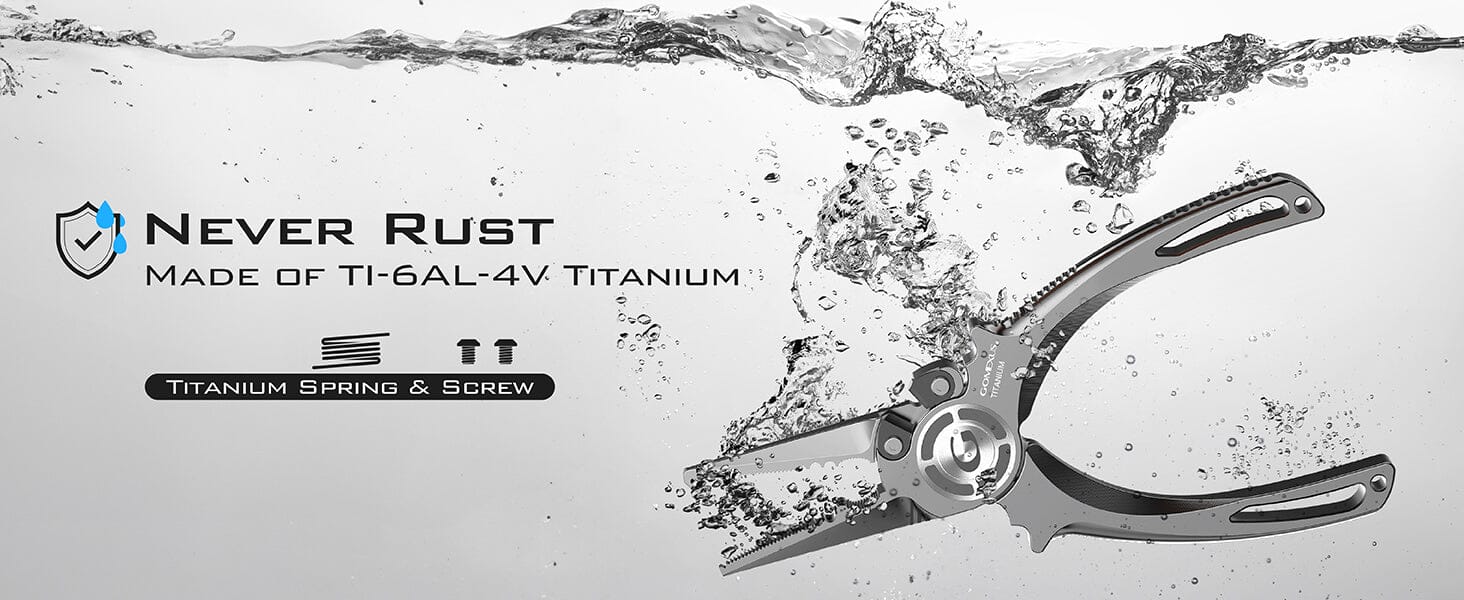 Gomexus Titanium Fishing Pliers 7.5'' for Saltwater Jigging Never Rust Split Ring Design 2 Durable titanium pliers, never rust.