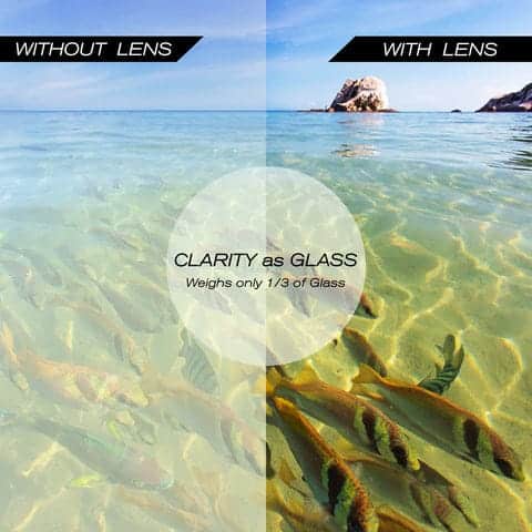 Comparison of clarity with and without lens.