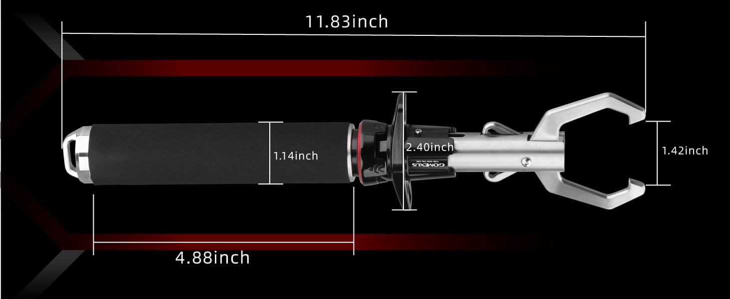 Dimensions of the fishing tool displayed.