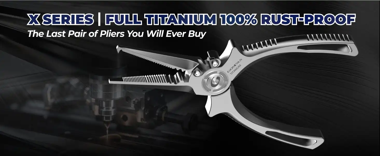 Gomexus 6.5" Full Titanium Fishing Pliers - 100% Saltwater Rustproof | Split Ring & Straight Nose Versions | Tungsten Carbide Cutters & Leather Sheath 2 6.5gomexus 6.5plier02